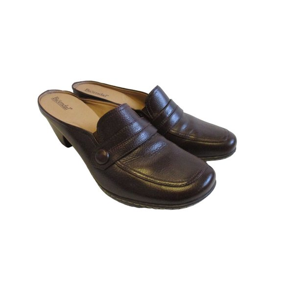 *Bjorndal Chestnut Brown 'GENA' MaryJane Slide Clog Mules - Picture 2 of 9